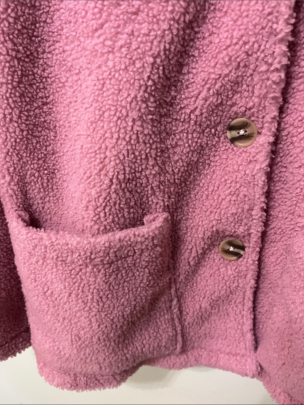 Erika Plush Pink Teddy Button Jacket - Picture 4 of 6